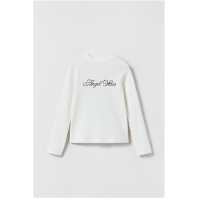 PLACEMENT RHINESTONE RIBBED T-SHIRT
