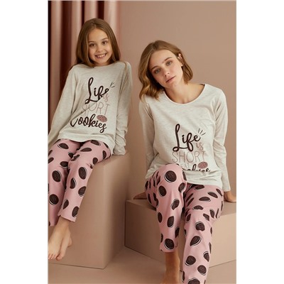 Siyah İnci Pamuklu Likralı Pijama Takım 22263301
