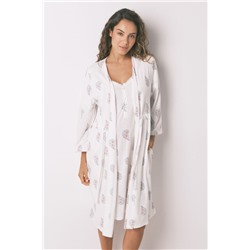 Bata larga "maternity" print sello marfil