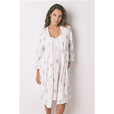 Bata larga "maternity" print sello marfil