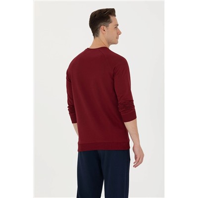 Erkek Bordo Basic Sweatshirt