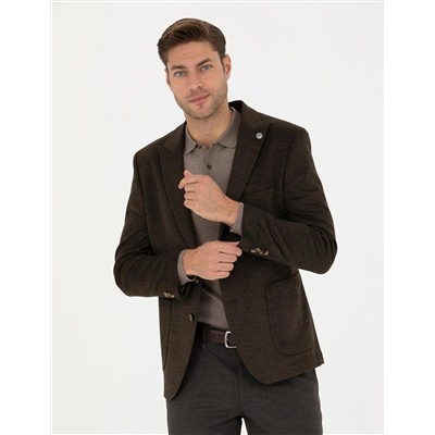 Kahverengi Ekstra Slim Fit Spor Ceket