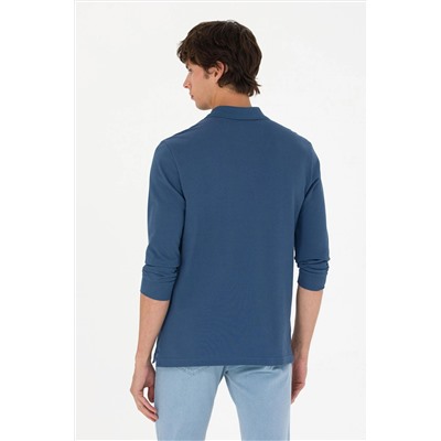 Erkek İndigo Basic Sweatshirt