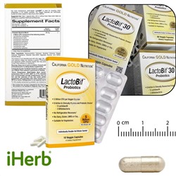IHer*b 🇨🇳  Пробиотики, LactoBif Probiotics, California Gold Nutrition, 5 млд КОЕ 30 капсул