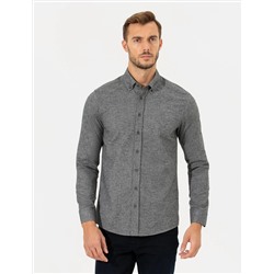 Gri Slim Fit Uzun Kollu Gömlek