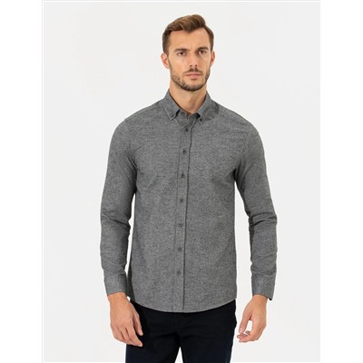 Gri Slim Fit Uzun Kollu Gömlek