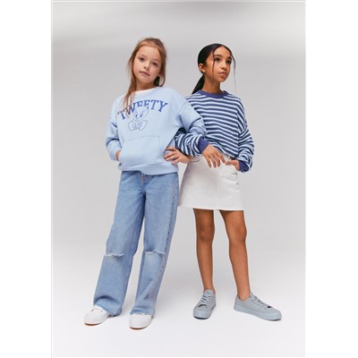 Jeans wideleg rotos decorativos