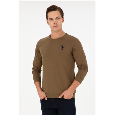 Erkek Haki Basic Sweatshirt