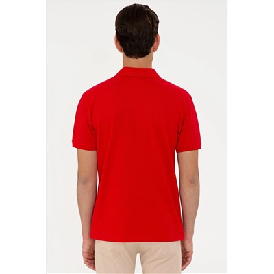 Erkek Kırmızı Basic Polo Yaka Tişört