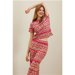 Kadın Pembe Triko Pantolon