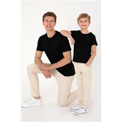 Erkek Regular Fit Bisiklet Yaka Siyah Basic Tişört