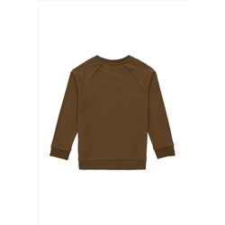 Erkek Çocuk Haki Basic Bisiklet Yaka Sweatshirt