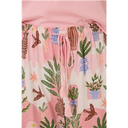 Pijama Capri 100% algodón rosa macetas