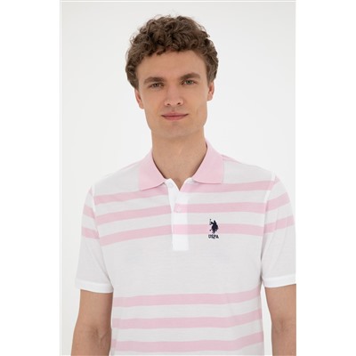 Erkek Regular Fit Polo Yaka Pembe Tişört