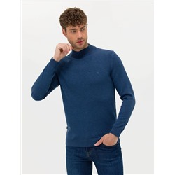İndigo Melanj Slim Fit Basic Kazak