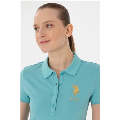 Kadın Mint Basic Polo Yaka Tişört