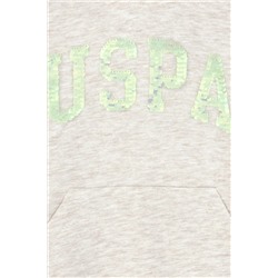 Çocuk Bej Melanj Basic Kapüşonlu Sweatshirt