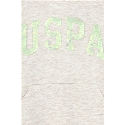 Çocuk Bej Melanj Basic Kapüşonlu Sweatshirt