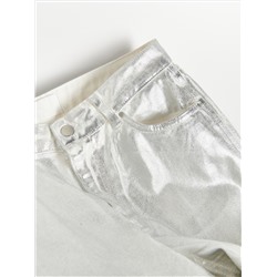 Silberne Jeans im Loose-Fit