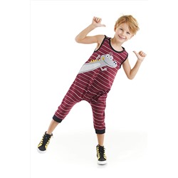 Denokids Komik Timsah Erkek Çocuk Pamuk Bordo Tulum CFF-23Y1-007