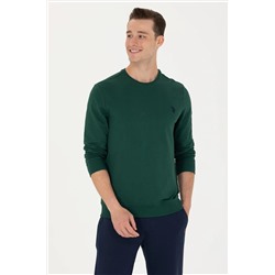 Erkek Yeşil Bisiklet Yaka Sweatshirt