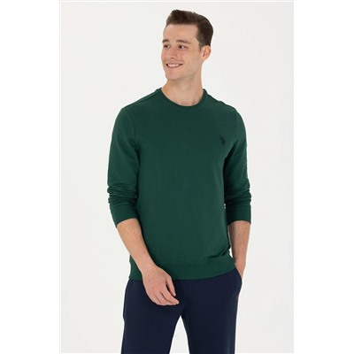 Erkek Yeşil Bisiklet Yaka Sweatshirt