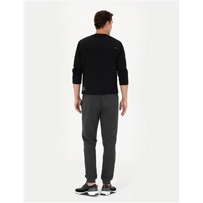 Antrasit Melanj Slim Fit Eşofman Altı