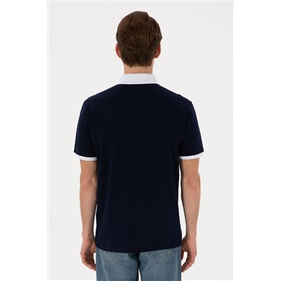 Erkek Regular Fit Polo Yaka Lacivert Basic Tişört