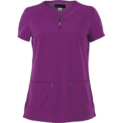 koi Sapphire Four-Way Stretch Scrubs Split Neck Top