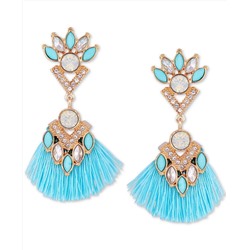 GUESS Gold-Tone Crystal & Bead Tassel Drop Earrings
