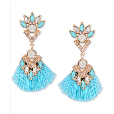 GUESS Gold-Tone Crystal & Bead Tassel Drop Earrings