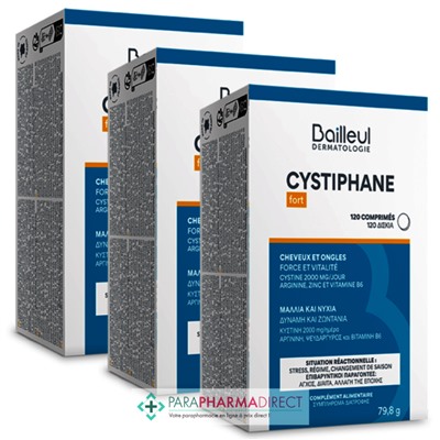 Bailleul Cystiphane Fort - Cheveux & Ongles - LOT de 3x120 ComprimésLot  × 3