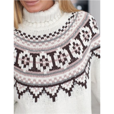 Свитер фактурной вязки из хлопка с акрилом