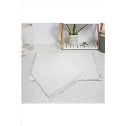 Orkide Home Modern Dekoratif Halı Jel Kaymaz Taban Beyaz Saçaklı 60x100-50x60 P484S1272