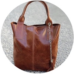 PELLE - Shopper napa RUST