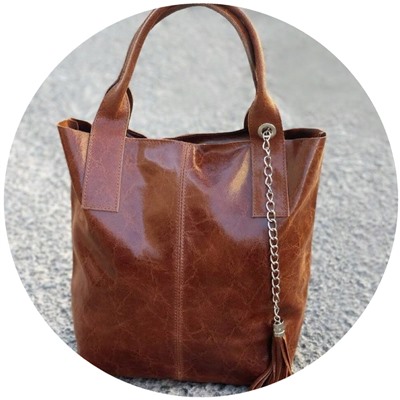 PELLE - Shopper napa RUST