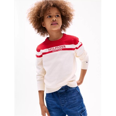 Kids' Colorblock Logo Crewneck Sweater