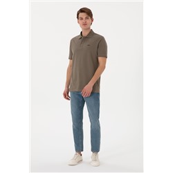 Erkek Regular Fit Polo Yaka Vizon Basic Tişört
