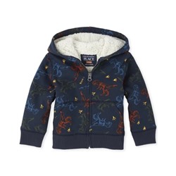 Baby And Toddler Boys Dino Sherpa Fleece Zip Up Hoodie