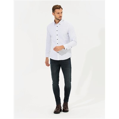 Lacivert Slim Fit Uzun Kollu Gömlek