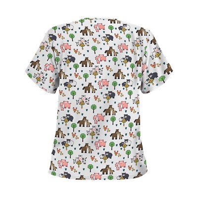 UA Country Time White Print Scrub Top