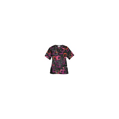 UA Sassy Square Black Print Scrub Top