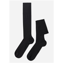 Lange gerippte Herrensocken mit Fil d‘Ecosse