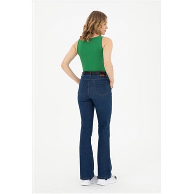 Kadın Mavi Slim Flare Fit Jean Pantolon