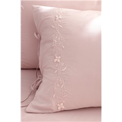 Loris King Size %100 Pamuk Nakışlı Nevresim Takımı - Pudra