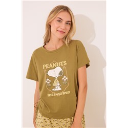 Pijama corto Snoopy caqui