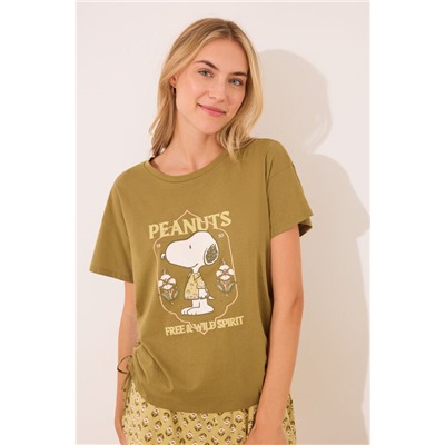 Pijama corto Snoopy caqui