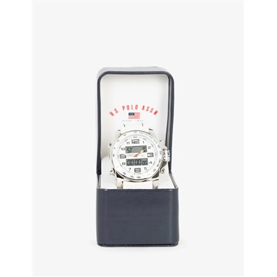 MEN'S WHITE STRAP ANA DIGI SPORTS WATCH