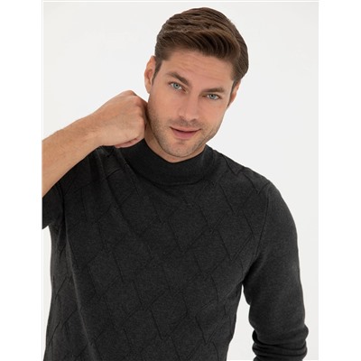 Antrasit Melanj Slim Fit Kazak