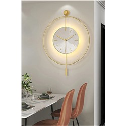 ASA KONSEPT LED'li Kristal Cam Tiktok 60 cm GOLD, Modern Dekoratif Sarkaçlı Metal Duvar Saati ASA001030004